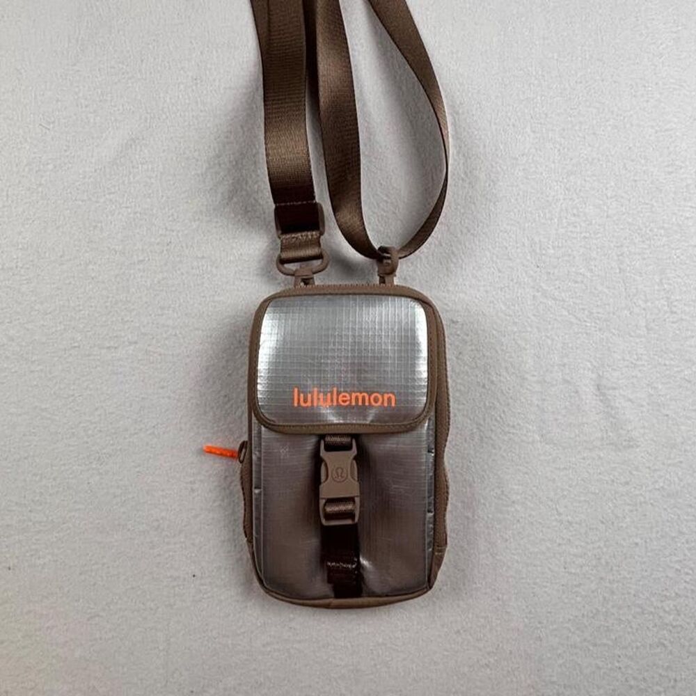 Lululemon Zip-Top Crossbody Bag Gray Brown Water Repellent Mini Shoulder Bag
